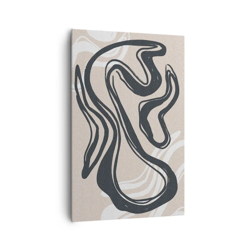 Quadro su tela - Stampe su Tela - Linee astratte in tonalità scure su uno sfondo beige - 80x120cm - Espressione moltiplicata - Decorazione murale moderna per soggiorno e camera da letto ARTTOR