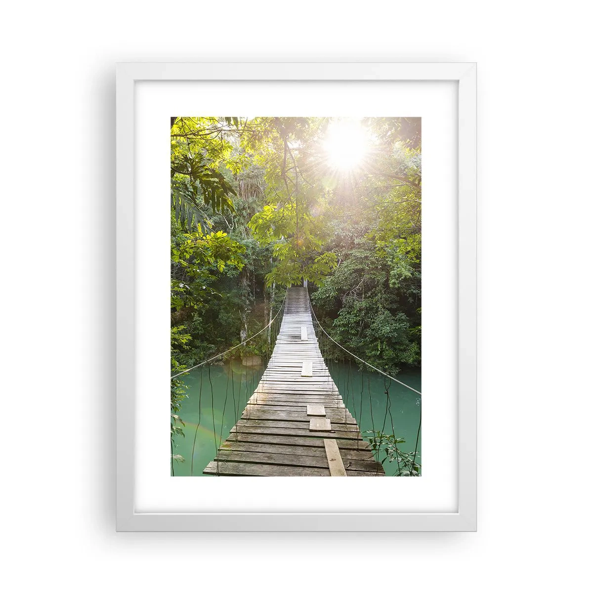 Poster in cornice bianca - Sull'acqua azzurra verso il bosco azzurro - 30x40 cm