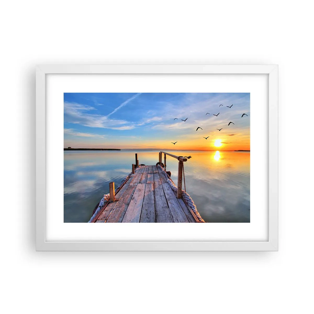 Poster in cornice bianca - Camminando verso il sole - 40x30 cm