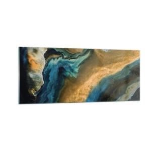 Quadro su vetro - Blu-oro: influenza reciproca - 100x40 cm