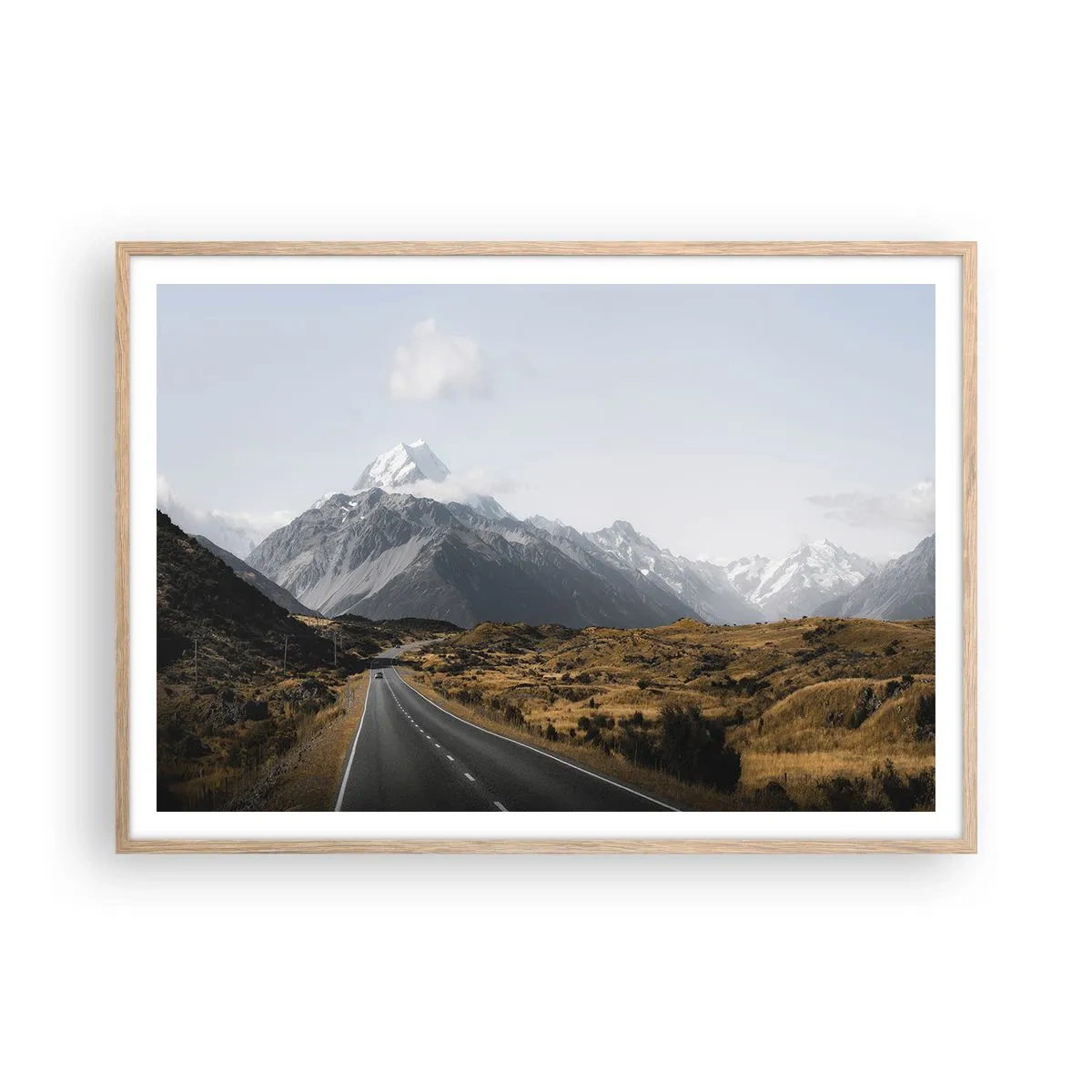Poster in cornice rovere chiaro - Via verso il cuore dei monti - 100x70 cm