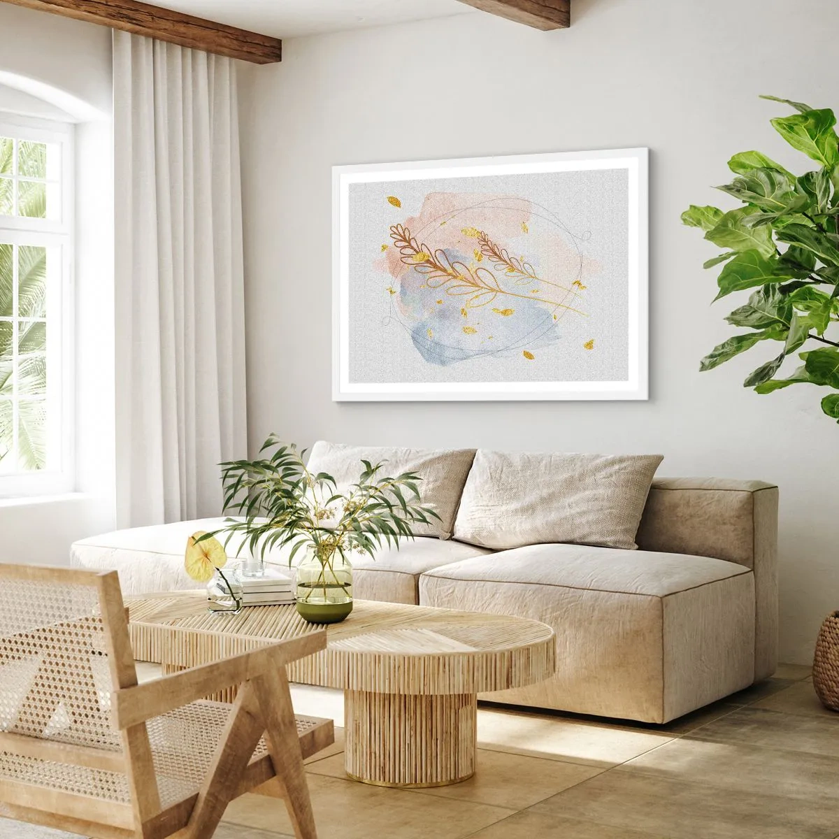 Poster in cornice bianca - Soffio d'oro - 50x40 cm