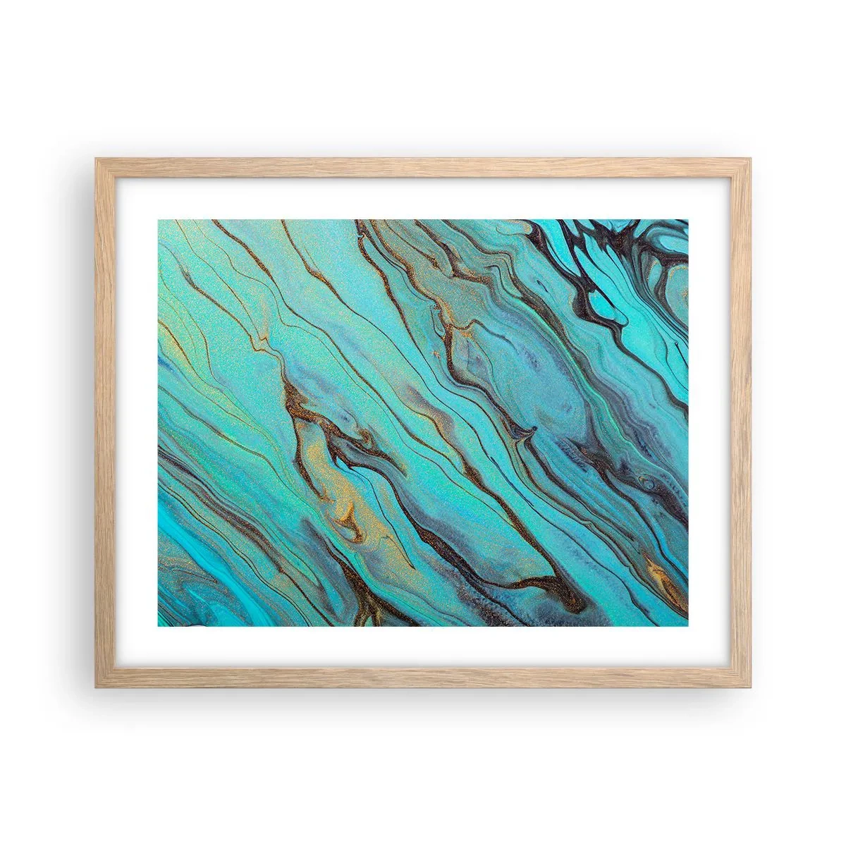 Poster in cornice rovere chiaro - Marea turchese - 50x40 cm