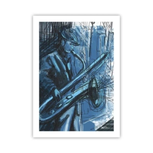 Poster - Schizzo artistico di un musicista che suona il sassofono - 50x70cm - Rapsodia urbana - Decorazione murale moderna per soggiorno e camera da letto ARTTOR