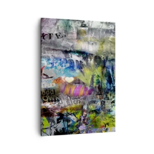 Quadro su tela - Stampe su Tela - Collage astratto con testo e vari colori - 50x70cm - Collage di ricordi - Decorazione murale moderna per soggiorno e camera da letto ARTTOR