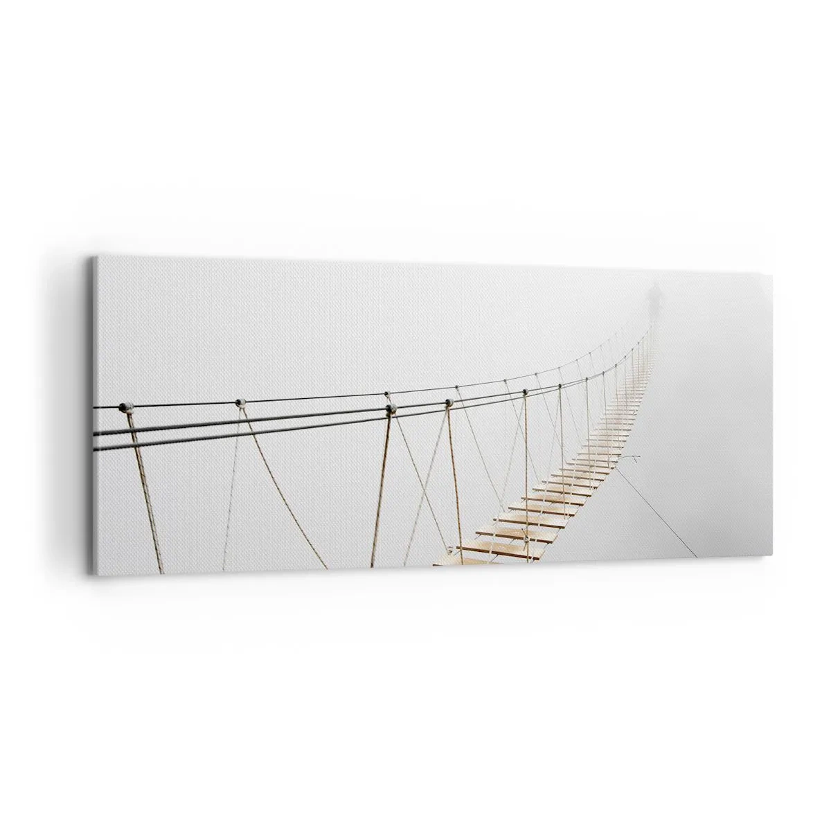 Quadro su tela - Stampe su Tela - Un ponte sospeso nella nebbia da una prospettiva minimalista - 120x50cm - Dove ti porta? - Decorazione murale moderna per soggiorno e camera da letto ARTTOR