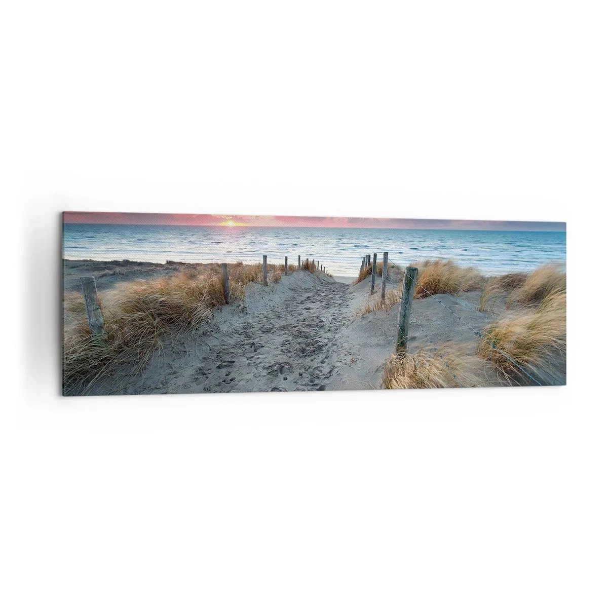 Quadro su tela - Stampe su Tela - Sentiero che porta alla spiaggia al tramonto - 160x50cm - Hai versato un arcobaleno di luce radiosa... - Decorazione murale moderna per soggiorno e camera da letto ARTTOR