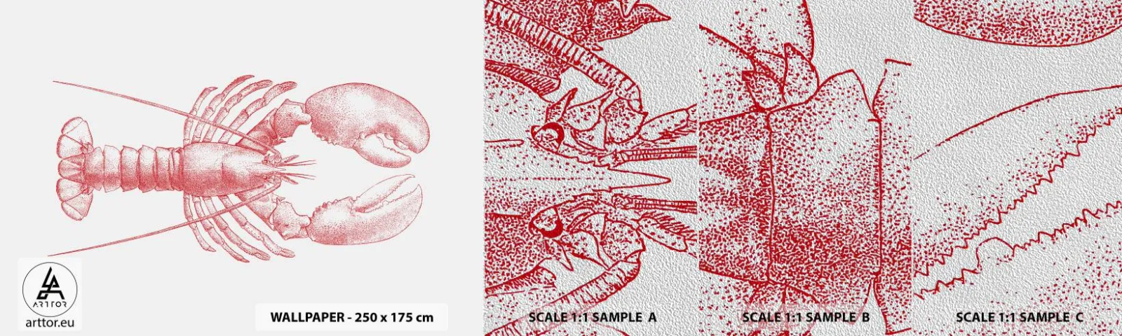 Campione di Fotomurale Premium Sand - Aragosta d'agosto - Aragosta, Frutti di mare, Crostacei - 100x30 cm