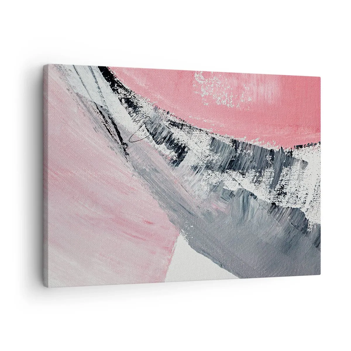 Quadro su tela - Stampe su Tela - Una composizione astratta nei toni del rosa e del grigio. - 70x50cm - Composizione abbinata - Decorazione murale moderna per soggiorno e camera da letto ARTTOR