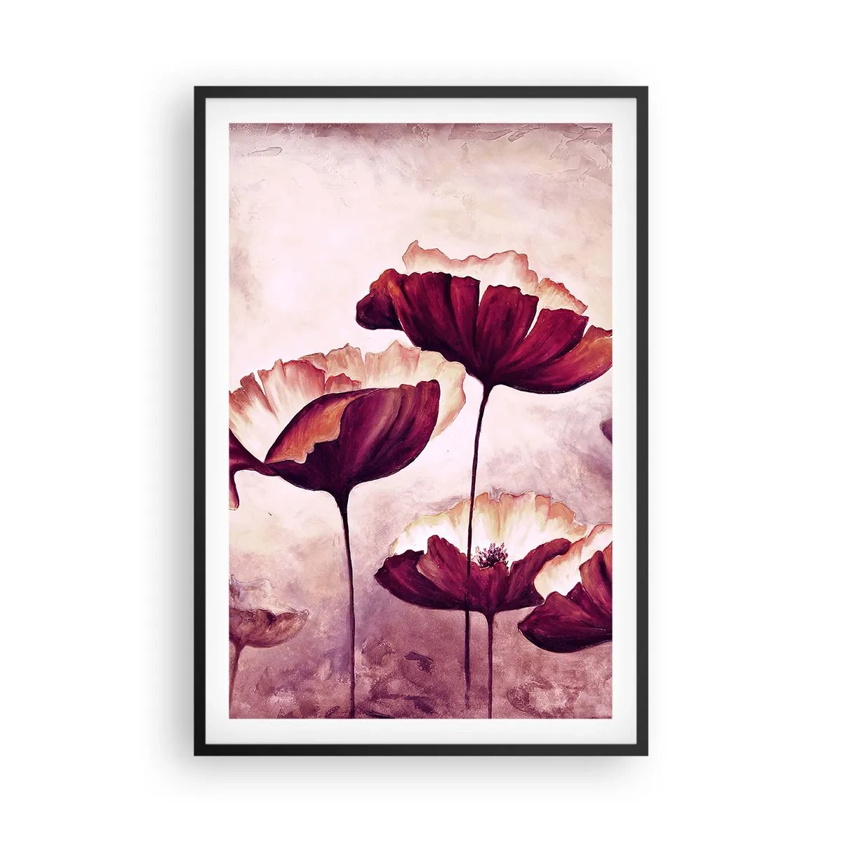 Poster in cornice nera - Petalo rosso e bianco - 61x91 cm