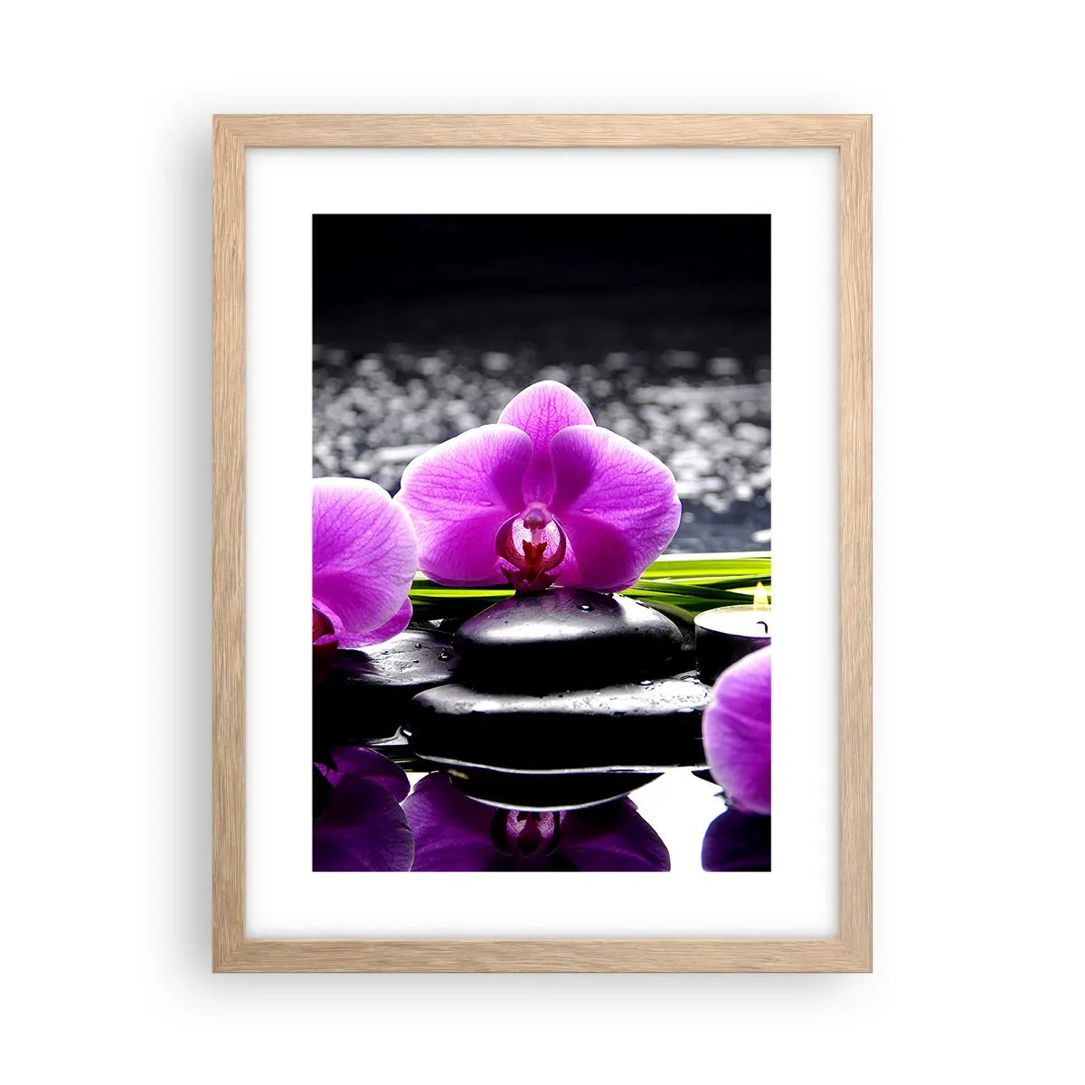 Poster in cornice rovere chiaro - Annegare nel silenzio e nella pace - 30x40 cm