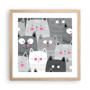 Poster in cornice rovere chiaro - Il mondo dei gatti - 40x40 cm