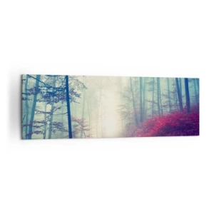 Quadro su tela - Stampe su Tela - Un magico sentiero nel bosco circondato da alberi e nebbia - 160x50cm - Come è bello alzarsi all'alba - Decorazione murale moderna per soggiorno e camera da letto ARTTOR