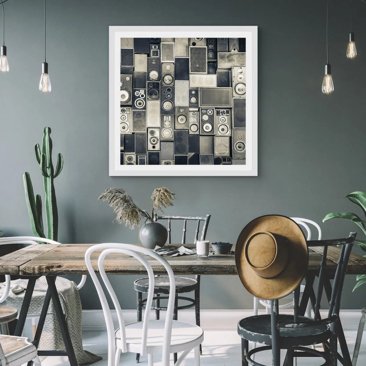 Poster in cornice bianca - Armonia di suoni - 40x40 cm