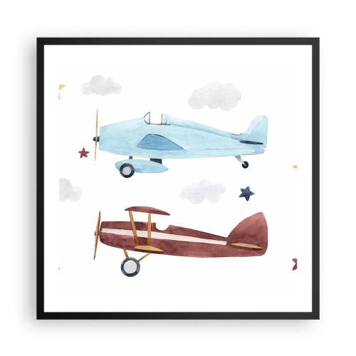 Poster in cornice nera - Aspettando il pilota - 60x60 cm