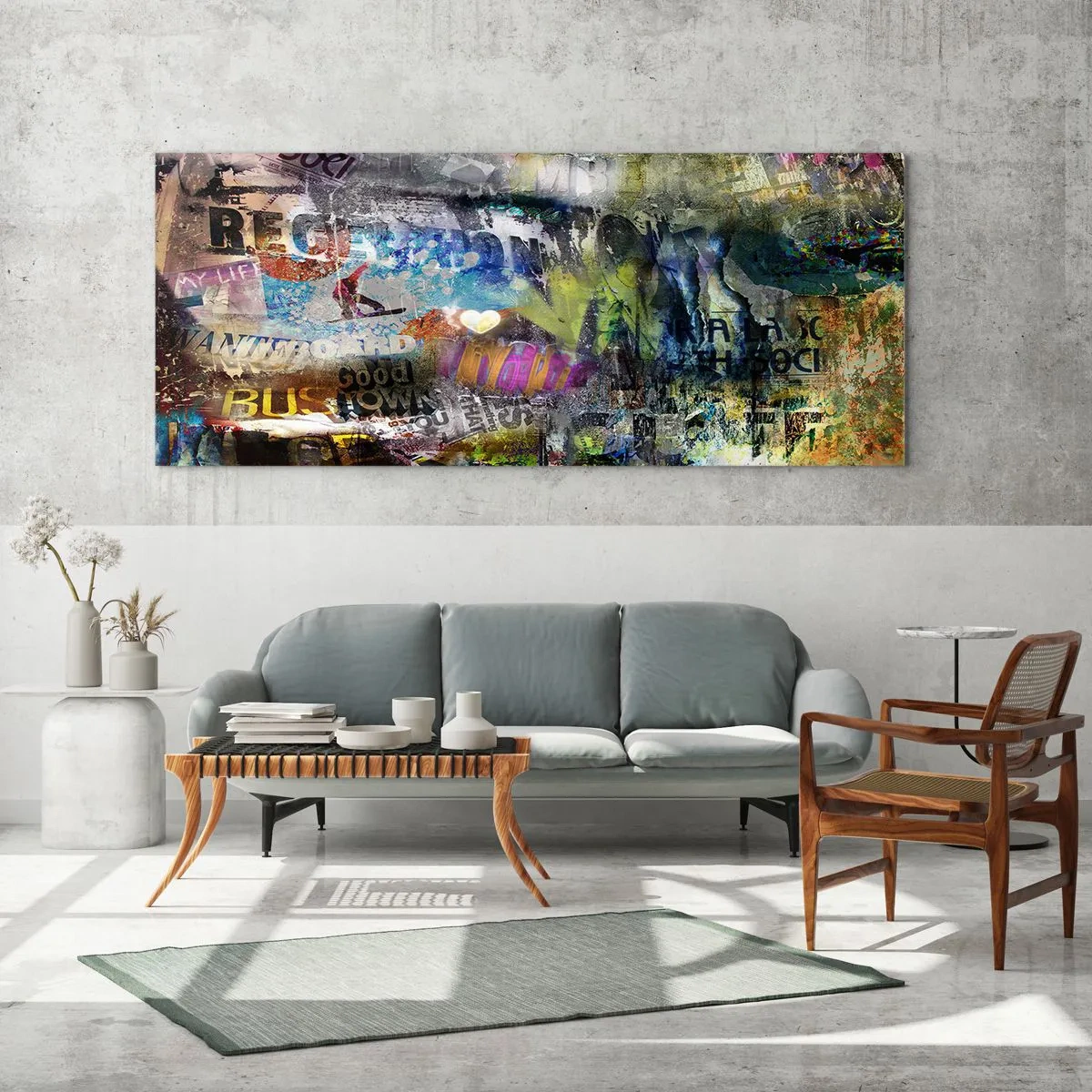 Quadro su vetro - Collage di ricordi - 90x30 cm