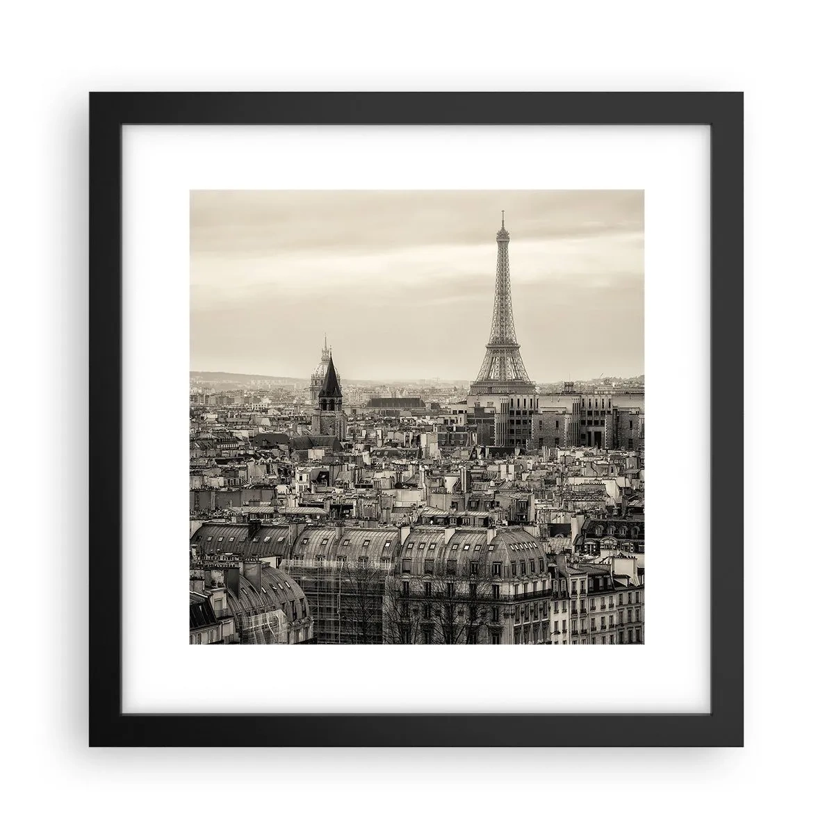 Poster in cornice nera - Sui tetti di Parigi - 30x30 cm
