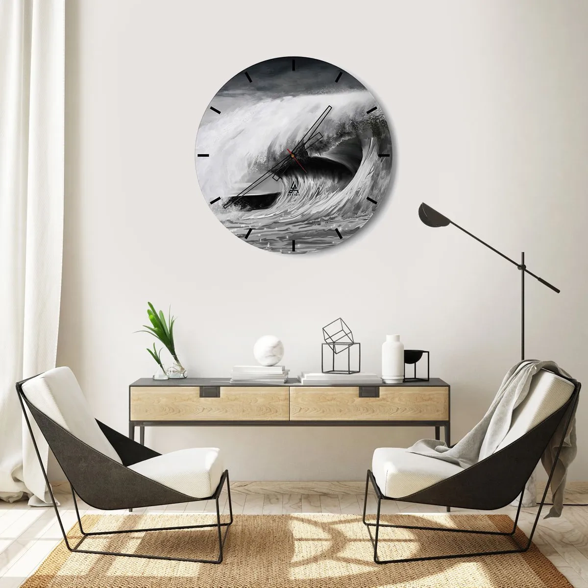 Orologio da parete - Orologio in Vetro - La furia dell'oceano - 40x40 cm
