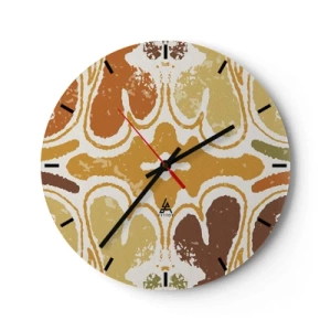 Orologio da parete - Orologio in Vetro - Motivi simmetrici nei toni caldi della terra - 30x30cm - Astrazione sentimentale - Decorazione murale moderna per soggiorno, cucina e camera da letto ARTTOR