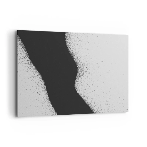 Quadro su tela - Stampe su Tela - Motivo astratto in bianco e nero con delicati punti su tela - 100x70cm - Equilibrio fluido - Decorazione murale moderna per soggiorno e camera da letto ARTTOR