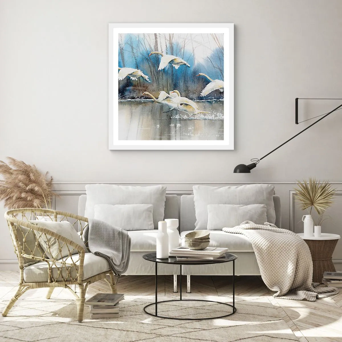 Poster in cornice bianca - Come la favola dei cigni selvatici - 30x30 cm