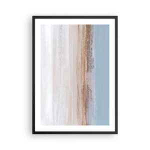 Poster in cornice nera - Astrazione minimalista nei colori della spiaggia e del mare - 50x70cm - Paesaggio incerto - Decorazione murale moderna per soggiorno e camera da letto ARTTOR