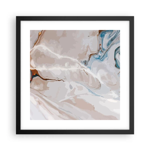 Poster in cornice nera - Meandri blu sotto il bianco - 40x40 cm
