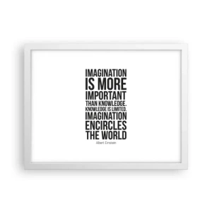 Poster in cornice bianca - Einstein sul potere dell'immaginazione - 40x30 cm