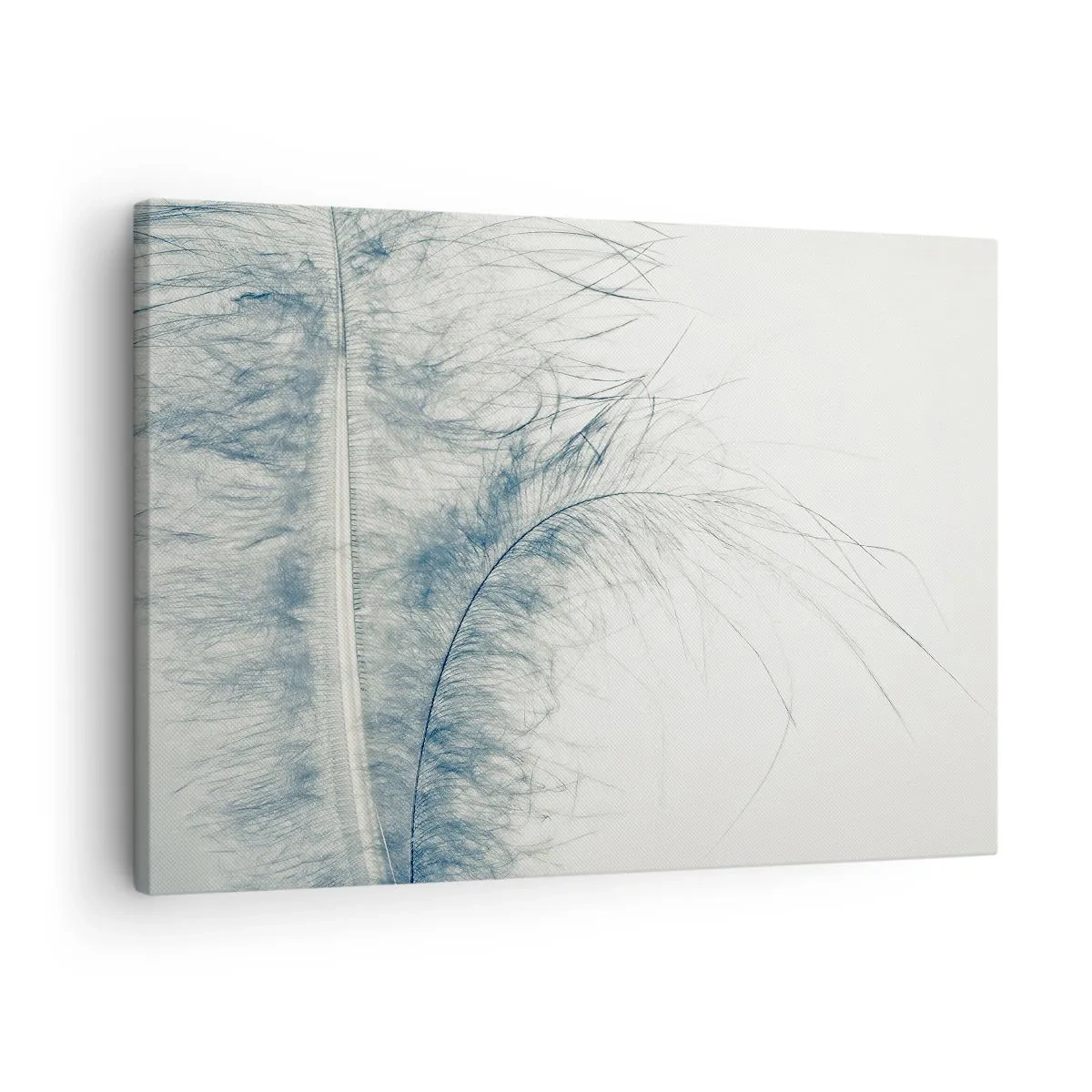Quadro su tela - Stampe su Tela - Una piuma delicata in tonalità pastello su uno sfondo chiaro - 70x50cm - Il sussurro della natura - Decorazione murale moderna per soggiorno e camera da letto ARTTOR