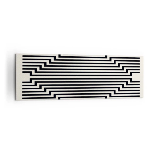 Quadro su tela - Stampe su Tela - Linee bianche e nere che creano un effetto di illusione geometrica - 160x50cm - Illusione geometrica - Decorazione murale moderna per soggiorno e camera da letto ARTTOR