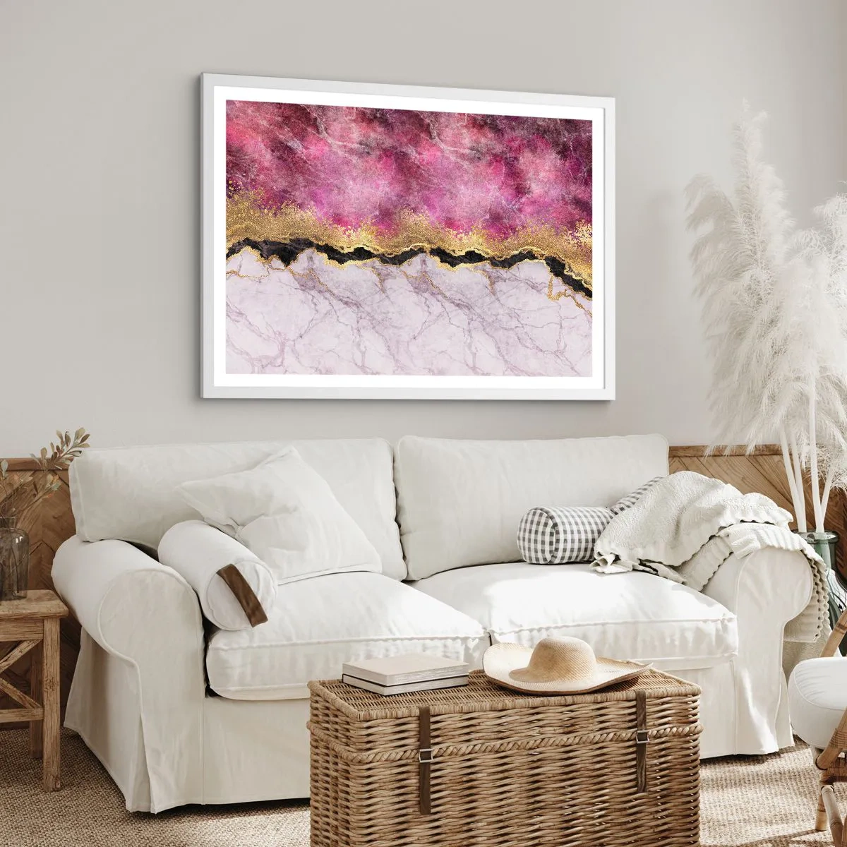 Poster in cornice bianca - Sul confine - 100x70 cm