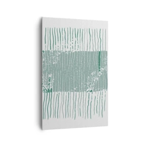 Quadro su tela - Stampe su Tela - Motivo geometrico nei toni del verde mare e del bianco - 80x120cm - Astrazione marina - Decorazione murale moderna per soggiorno e camera da letto ARTTOR