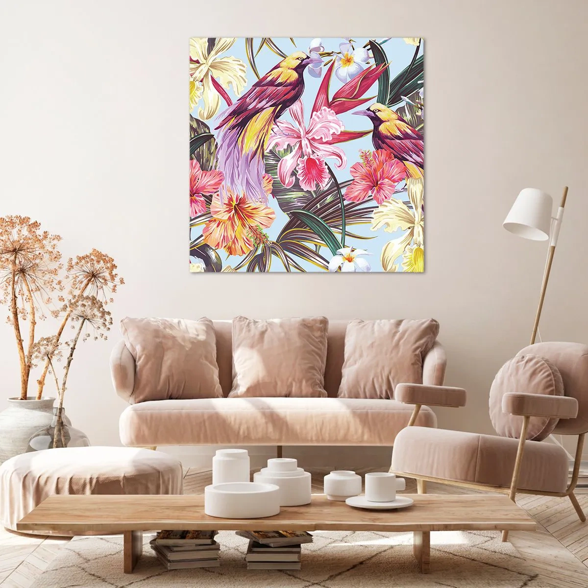 Quadro su tela - Stampe su Tela - Petali e piume - 30x30 cm