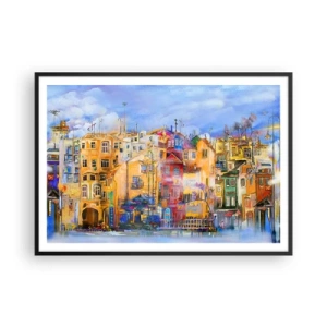 Poster in cornice nera - Edifici urbani colorati in stile artistico - 100x70cm - Siamo insieme - Decorazione murale moderna per soggiorno e camera da letto ARTTOR