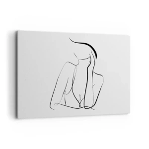 Quadro su tela - Stampe su Tela - Uno schizzo delicato di una silhouette femminile in stile minimalista - 120x80cm - Sull'onda dei sogni - Decorazione murale moderna per soggiorno e camera da letto ARTTOR
