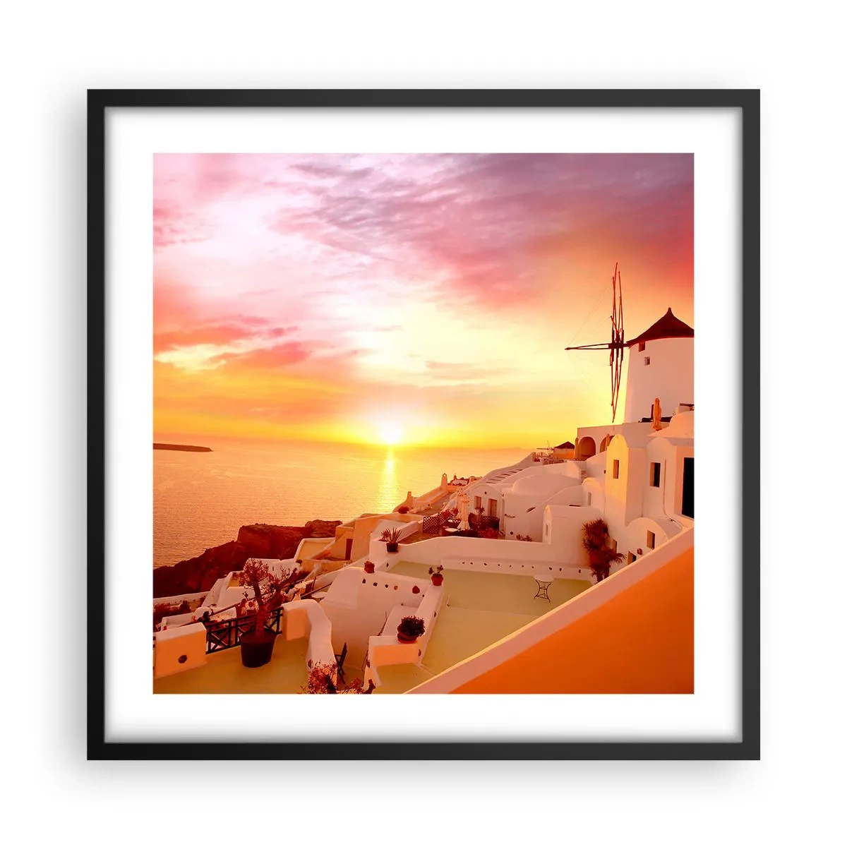 Poster in cornice nera - Sciogliersi nel bianco e nell'oro - 50x50 cm