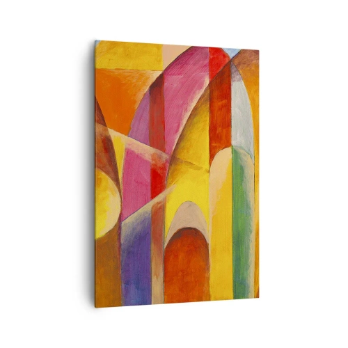 Quadro su tela - Stampe su Tela - Una composizione astratta ricca di forme geometriche colorate. - 70x100cm - La cattedrale del sole - Decorazione murale moderna per soggiorno e camera da letto ARTTOR