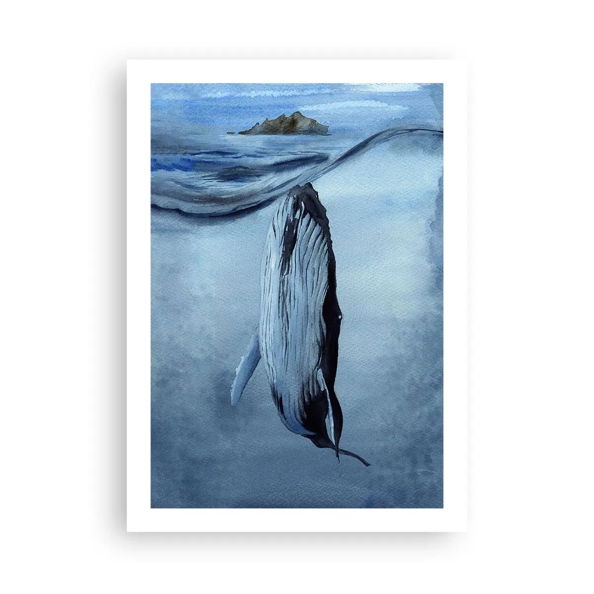 Poster - Una balena sotto la superficie dell'oceano - 50x70cm - I due mondi del nord - Decorazione murale moderna per soggiorno e camera da letto ARTTOR