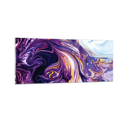 Quadro su vetro - Curvatura dello spazio in viola - 100x40 cm