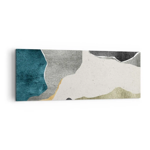 Quadro su tela - Stampe su Tela - Forme geometriche nei toni del grigio, verde e oro - 140x50cm - Composizione mosaico con filo d'oro - Decorazione murale moderna per soggiorno e camera da letto ARTTOR