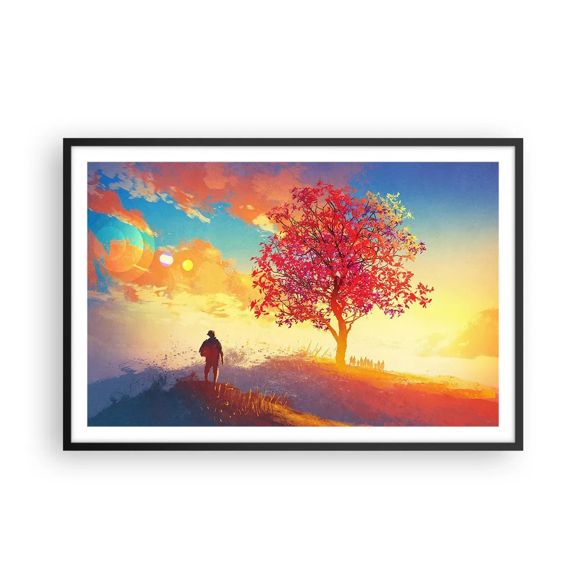 Poster in cornice nera - Pellegrino alla meta - 91x61 cm
