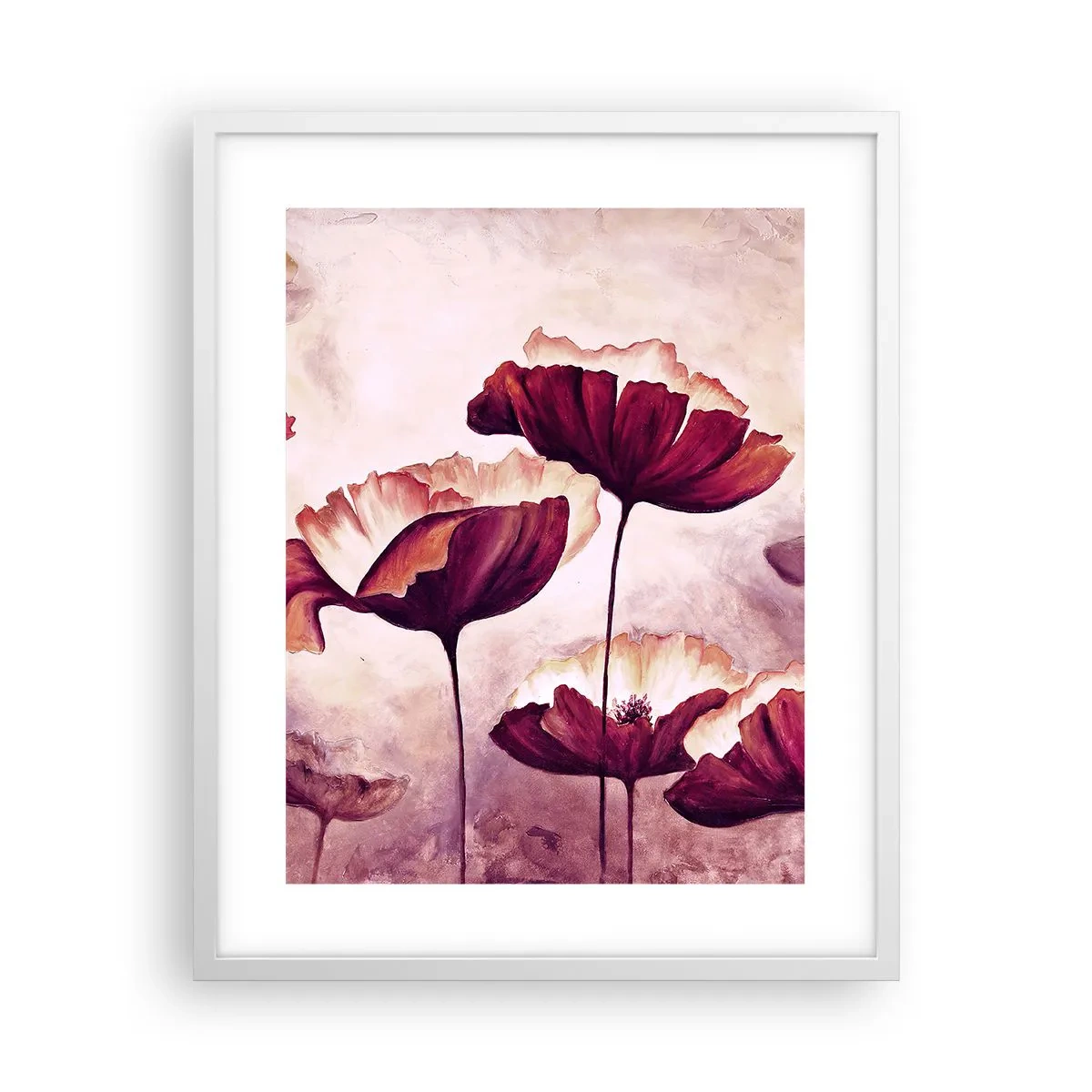 Poster in cornice bianca - Petalo rosso e bianco - 40x50 cm