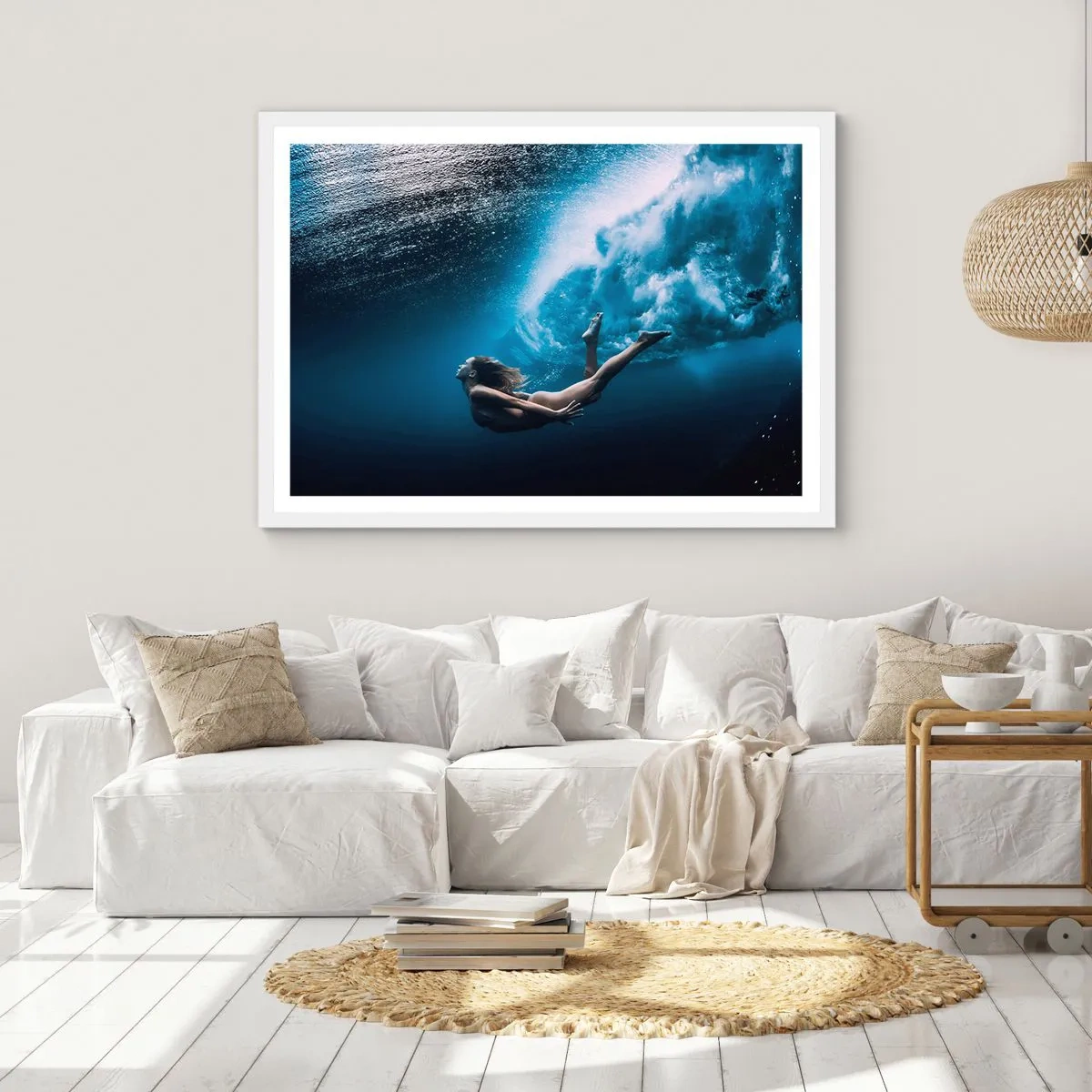 Poster in cornice bianca - Moderna sirena - 91x61 cm