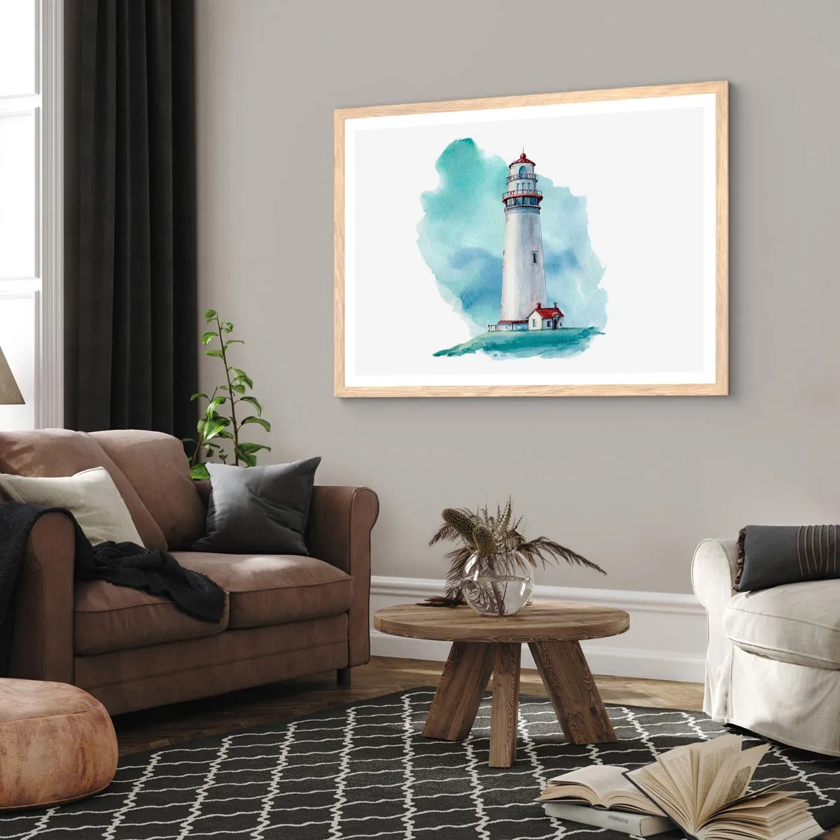 Poster in cornice rovere chiaro - Il mite amico del blu - 91x61 cm