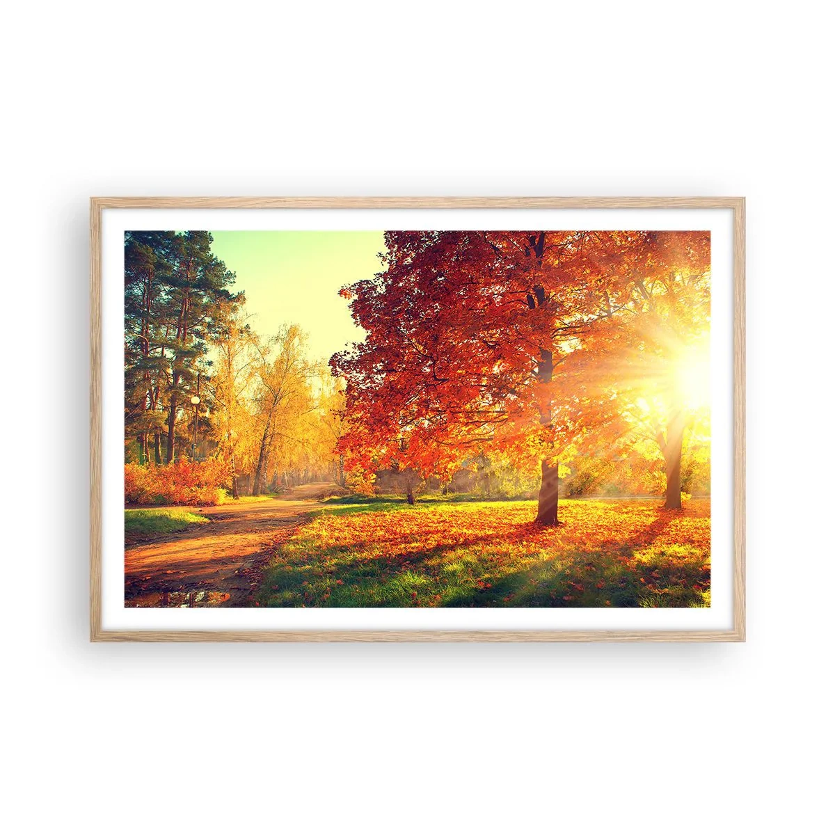 Poster in cornice rovere chiaro - Rosso è bello - 91x61 cm
