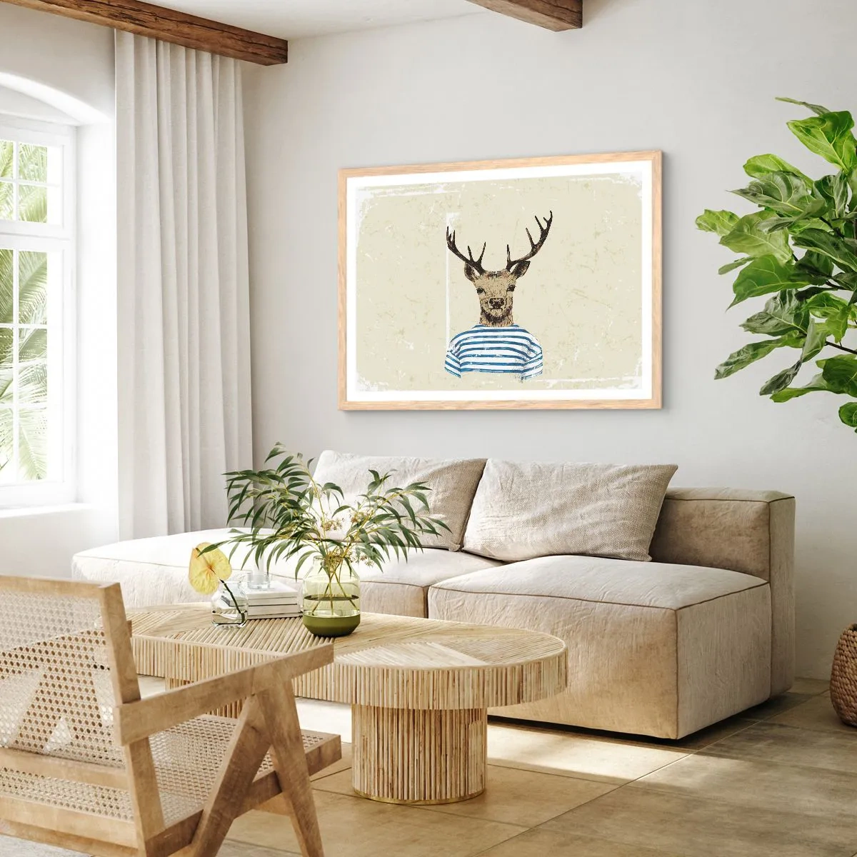 Poster in cornice rovere chiaro - Mi piacciono le camicie a righe! - 91x61 cm