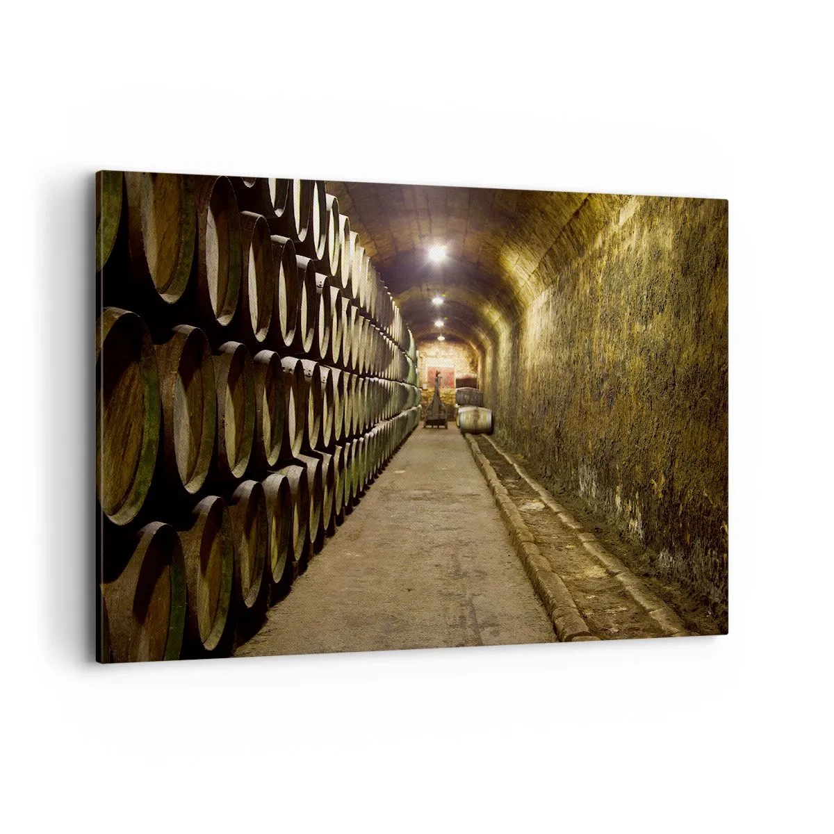 Quadro su tela - Stampe su Tela - Una cantina con botti di legno per il vino disposte in file - 120x80cm - È bene riposare - Decorazione murale moderna per soggiorno e camera da letto ARTTOR