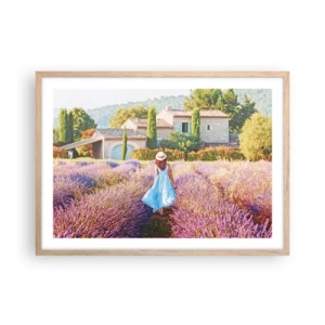 Poster in cornice rovere chiaro - La ragazza nella lavanda - 70x50 cm