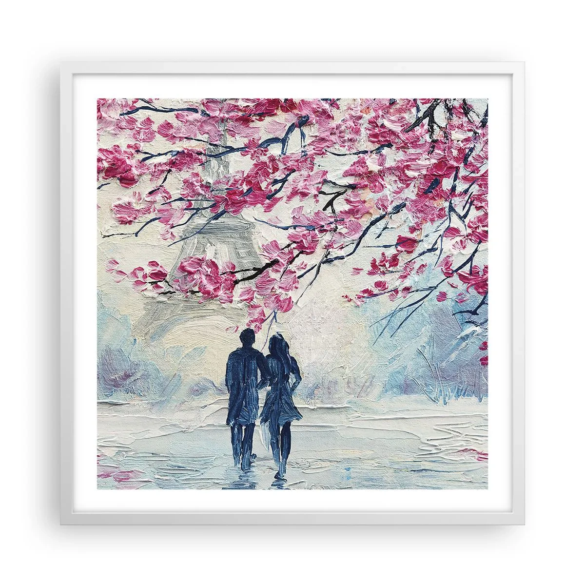 Poster in cornice bianca - Passeggiata romantica - 60x60 cm