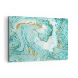 Quadro su tela - Stampe su Tela - Marmo turchese con accenti dorati in una composizione astratta - 100x70cm - La grande onda del periodo Edo - Decorazione murale moderna per soggiorno e camera da letto ARTTOR